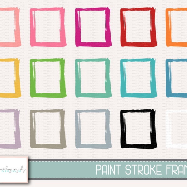 Paint Stroke Frames- Dry Brush Paint Strokes-Frames-Clipart Set, Commercial Use, Instant Download, Digital Clipart, Digital Images- MP295