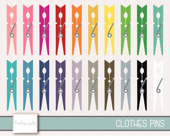 Clothes Pin, Clothespin, Hand Drawn Clipart Set, Commercial Use