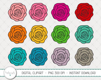Floral Clipart Set, Flowers PNG, Commercial Use (Digital Download)