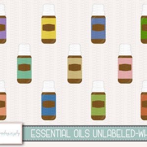 Unlabeled Essential Oil Bottles with White Top Clipart Set, Commercial Use, Instant Download, Digital Clipart, Digital Images CP254 image 1