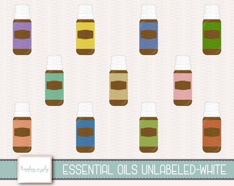 Unlabeled Essential Oil Bottles with White Top- Clipart Set, Commercial Use, Instant Download, Digital Clipart, Digital Images- CP254