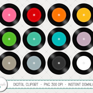 Vinyl Record clipart set, oude record clipart, vintage muziek clipart, planner clipart, regenboog kleur clipart, Multi Color PNG clipart, MP321