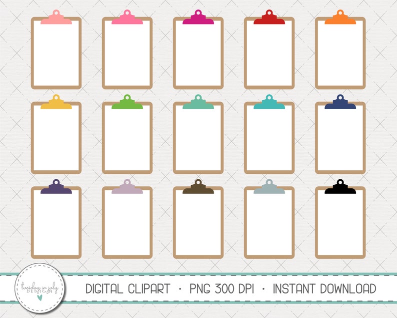 Clipboard Clipart Set, Clipboards PNG, Commercial Use, Instant Download, Digital Clipart, Clip Art, Planner Clip Art, School Clip Art MP213 image 1