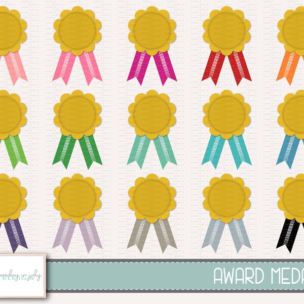 Award Medal- Awards- Medals- Ribbon Badges- Clipart Set, Commercial Use, Instant Download, Digital Clipart, Digital Images-MP286