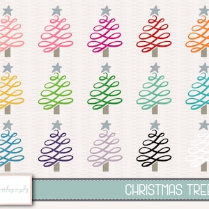 Christmas Tree, Christmas Trees, Christmas, Hand Drawn Clipart Set, Commercial Use, Instant Download, Digital Clipart, Clip Art- MP291