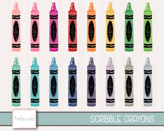 Crayons Digital Clipart School Clip Art- MP292 Instant Download Clip Art Commercial Use Scribble Crayons Hand Drawn Clipart Set