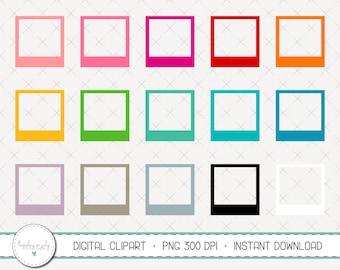 Vintage Photo Frame Clipart Set, Colorful PNG Frames (Digital Clipart)