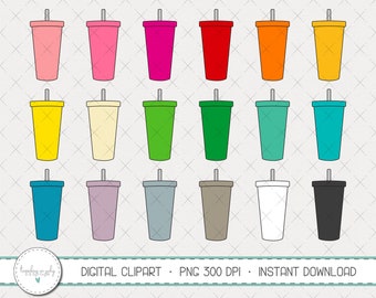 Tumbler Clipart Set, Tumblers Clipart, Cup Clipart, To Go Cup Clipart, Commercial Use, Instant Download, Planner Clipart, Digital Clipart