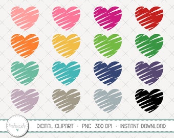 Scribble Hearts- Heart- Hearts- Clip Art-Clipart Set, Commercial Use, Instant Download, Digital Clipart, Clip Art, Planner Clip Art- MP267