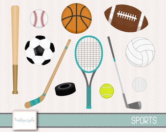 Sports Equipment-Sports Balls-Sports-Clipart Set, Commercial Use, Instant Download, Digital Clipart, Digital Images- CP230
