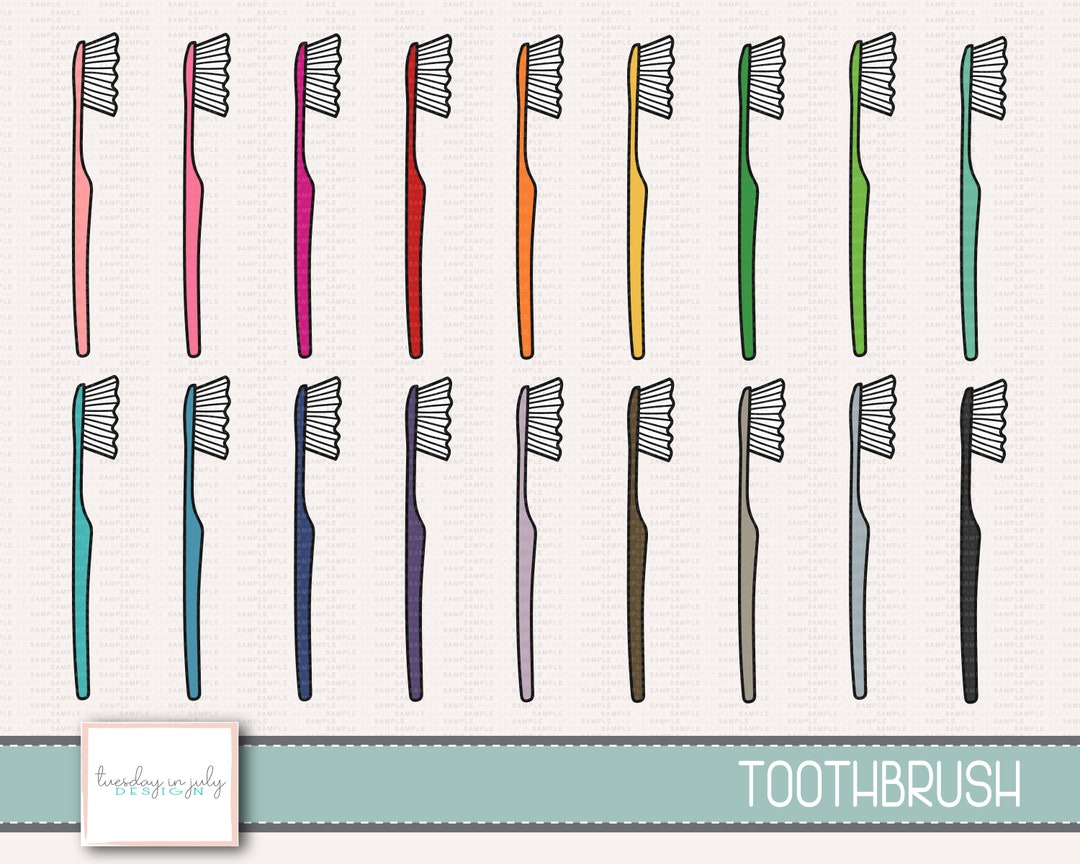 Toothbrush Doodle Clipart Set – Hand-drawn Digital Images (commercial ...