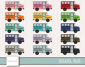 School Bus- Bus- School Buses- Clipart Set, Commercial Use, Instant Download, Digital Clipart, Clip Art, Planner Clip Art- MP228