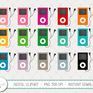 MP3 Player Clipart Set, MP3 Player Clipart, Music Clipart, Clipart, Commercial Use, Instant Download, Planner Clipart, Digital Clipart