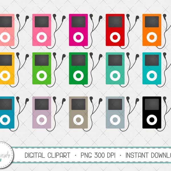 MP3 Player Clipart Set, MP3 Player Clipart, Musik Clipart, Clipart, kommerzielle Nutzung, sofortiger Download, Planer Clipart, digitale Clipart