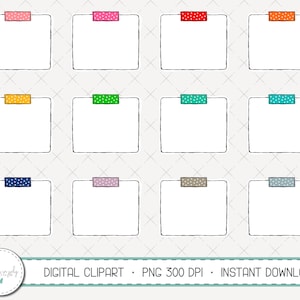 Papier met Washi Tape Clipart Set, Washi Take PNG, Commercieel gebruik, Instant Download, Digitale Clipart, Clip Art, Planner Clip Art- MP310