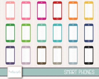 Smart Phone-Cell Phone-Mobile Phone- Clipart Set, Commercial Use, Instant Download, Digital Clipart, Clip Art, Planner Clip Art- MP209