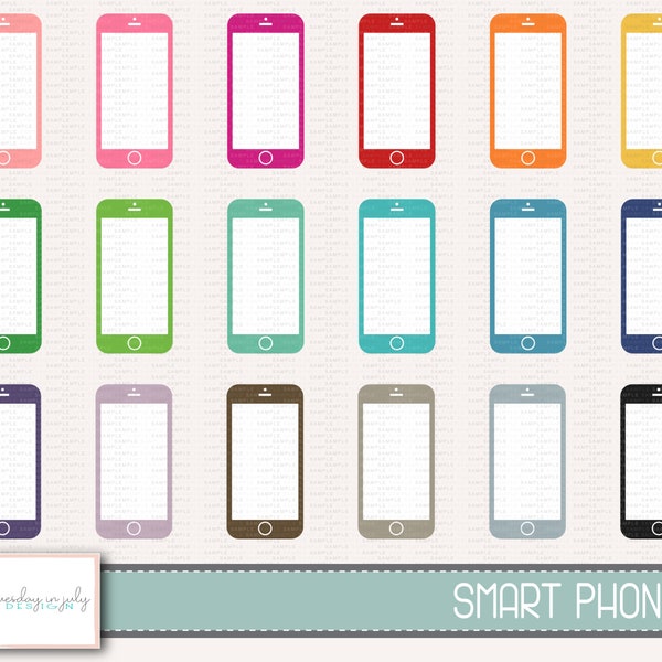 Smart Phone-Cell Phone-Mobile Phone- Clipart Set, Commercial Use, Instant Download, Digital Clipart, Clip Art, Planner Clip Art- MP209