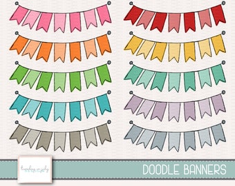 Banners- Doodle Banners- Banner- Clipart Set, Commercial Use, Instant Download, Digital Clipart, Digital Images- MP311