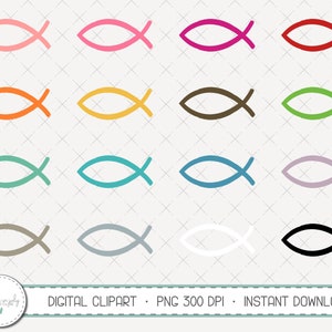 Ichthys, Christian Fish, Textured, Clipart Set, Hand Drawn, Clipart, Commercial Use, Instant Download, Digital Clipart, Digital Images-MP305 image 1