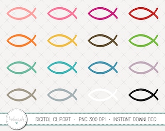 Ichthys, Christian Fish, Textured, Clipart Set, Hand Drawn, Clipart, Commercial Use, Instant Download, Digital Clipart, Digital Images-MP305