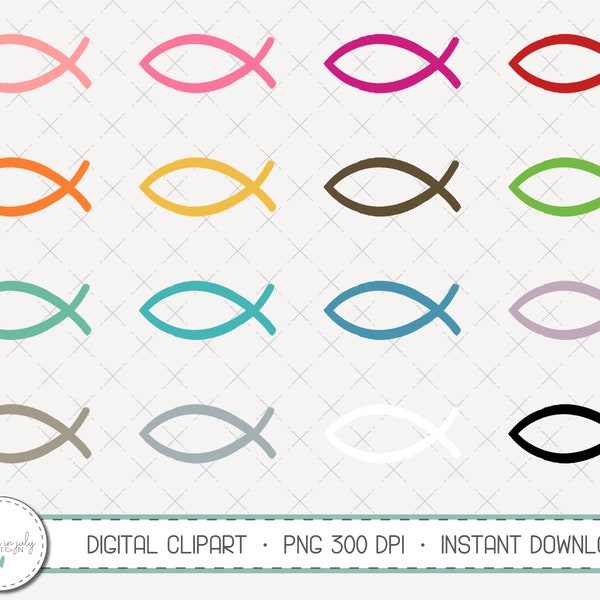 Ichthys, Christian Fish, Textured, Clipart Set, Hand Drawn, Clipart, Commercial Use, Instant Download, Digital Clipart, Digital Images-MP305