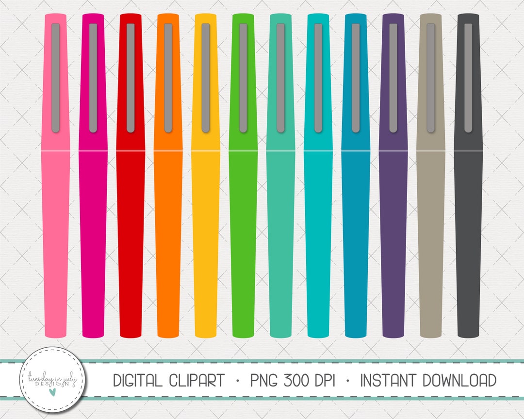 Felt Tip Pens Clipart Set, Marker Pens PNG, Commercial Use, Digital ...