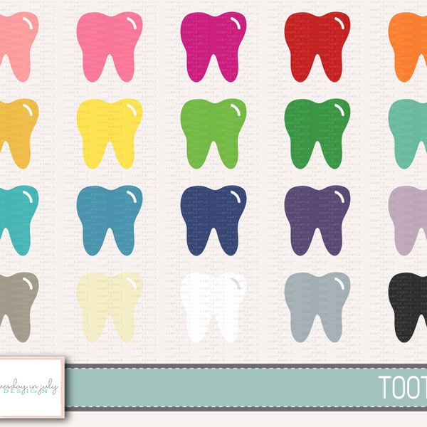 Tooth Clipart Set- Tooth- Teeth Clip Art- Dentist- Commercial Use, Instant Download, Digital Clipart, Digital Images-MP268