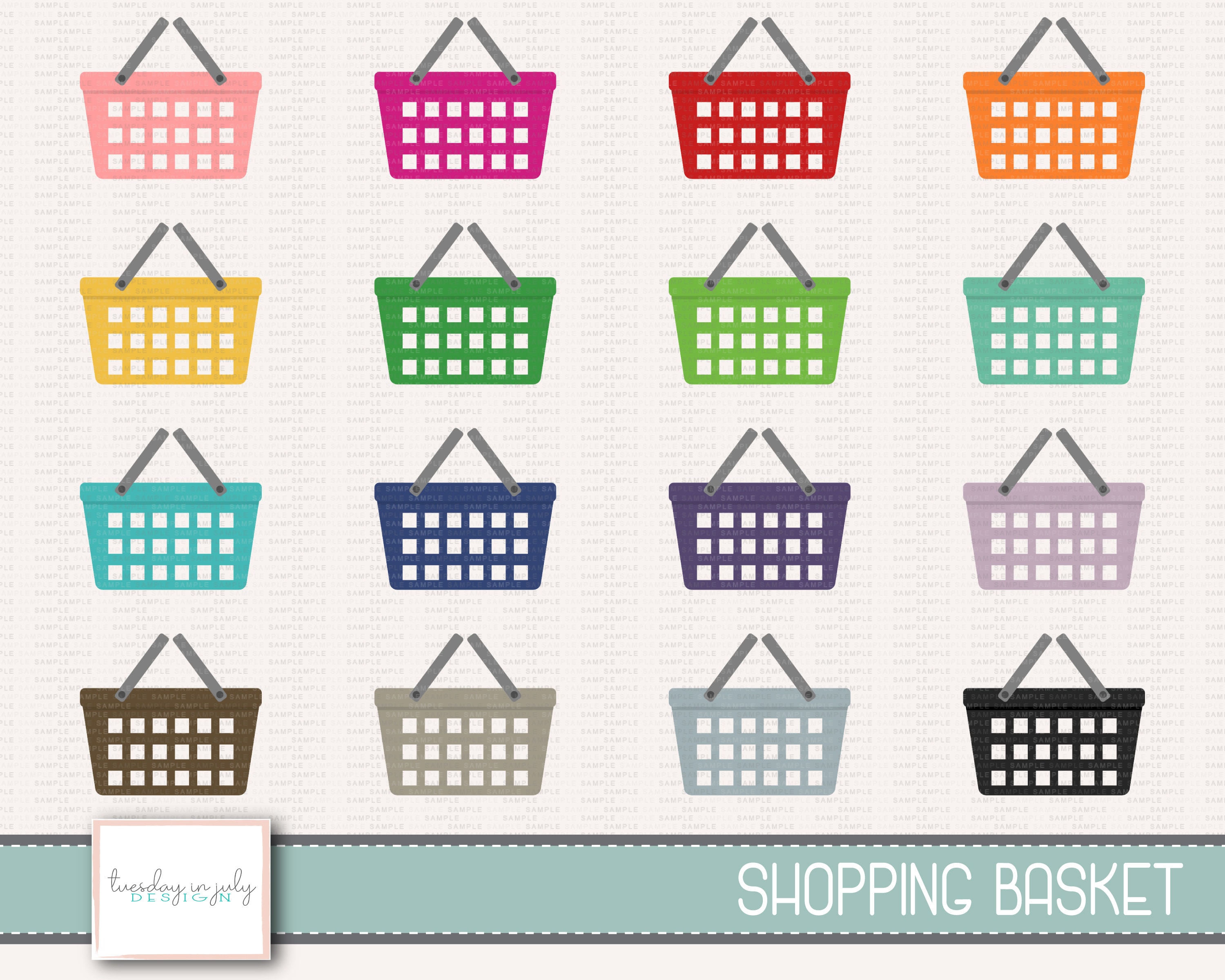Shopping Basket- Basket- Clipart Set, Commercial Use, Instant Download ...