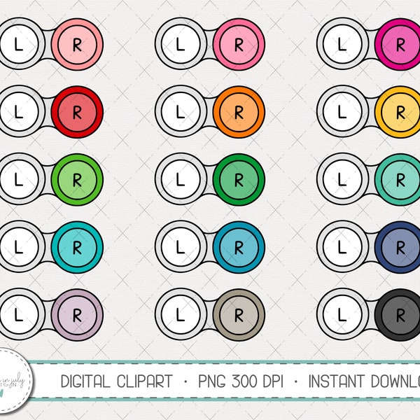 Contact Lens Case Clipart Set, Contact Lens Clipart, Contacts Case Digital Clipart, Digital Clipart, Hand Drawn Clipart -DC206