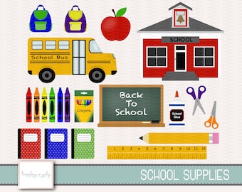 Back to School-School-Bus-Chalkboard-Clipart Set, Commercial Use, Instant Download, Digital Clipart, Digital Images- CP224