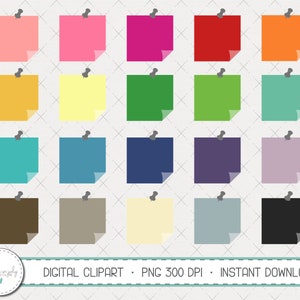 Sticky Note - Sticky Note with Push Pin - Clipart-Set, kommerzielle Nutzung, sofortiger Download, digitale Clipart, Clip Art, Planer Clip Art- MP224