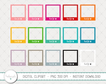 Colorful Photo Frame Clipart, Vintage Style (PNG Digital Download)