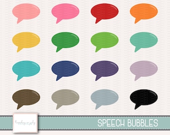 Colorful Speech Bubble Clipart Set – Commercial Use (Digital Download)