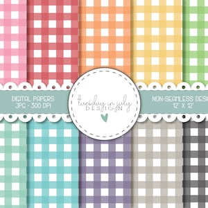 Gingham Digital Paper- Gingham- Plaid- Digital Papers, Scrapbook Papers, Patterns, Backgrounds, Commercial Use, Instant Download-DP218