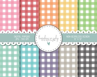 Gingham Plaid Digital Paper Set – Scrapbook Backgrounds (Digital Download)