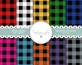 Buffalo Plaid Digital Paper Pack – Scrapbook Backgrounds (Commercial Use)