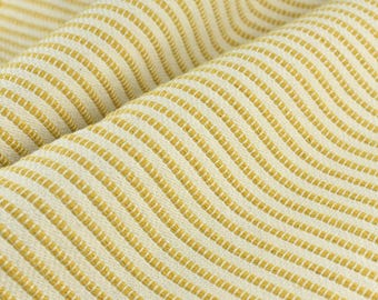 Vintage Yellow and White Stripe Geometric Cotton Blend Upholstery Fabric For Furniture|Heavy Farmhouse Decor Fabric For Chair Cushion Couch