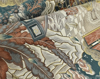 Designer-Schwergewichts-Vintage Chinoiserie Chic Botanischer Blumenbrokat-Polsterstoff für Stuhlvorhang | Asiatischer Vorhang Chusion Stoff