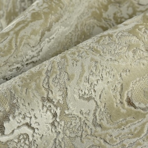 Heavy Weight Cream Beige Abstract Geometric Raised Cut Velvet Upholstery Fabric By The Yard For Chair|Luxury 3D Cut Velvet Fabric