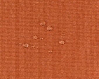 Tela de tapicería para muebles de exterior color naranja/crema con protección UV y resistente a la decoloración para cojines de sillas, almohadas y bancos de exterior.