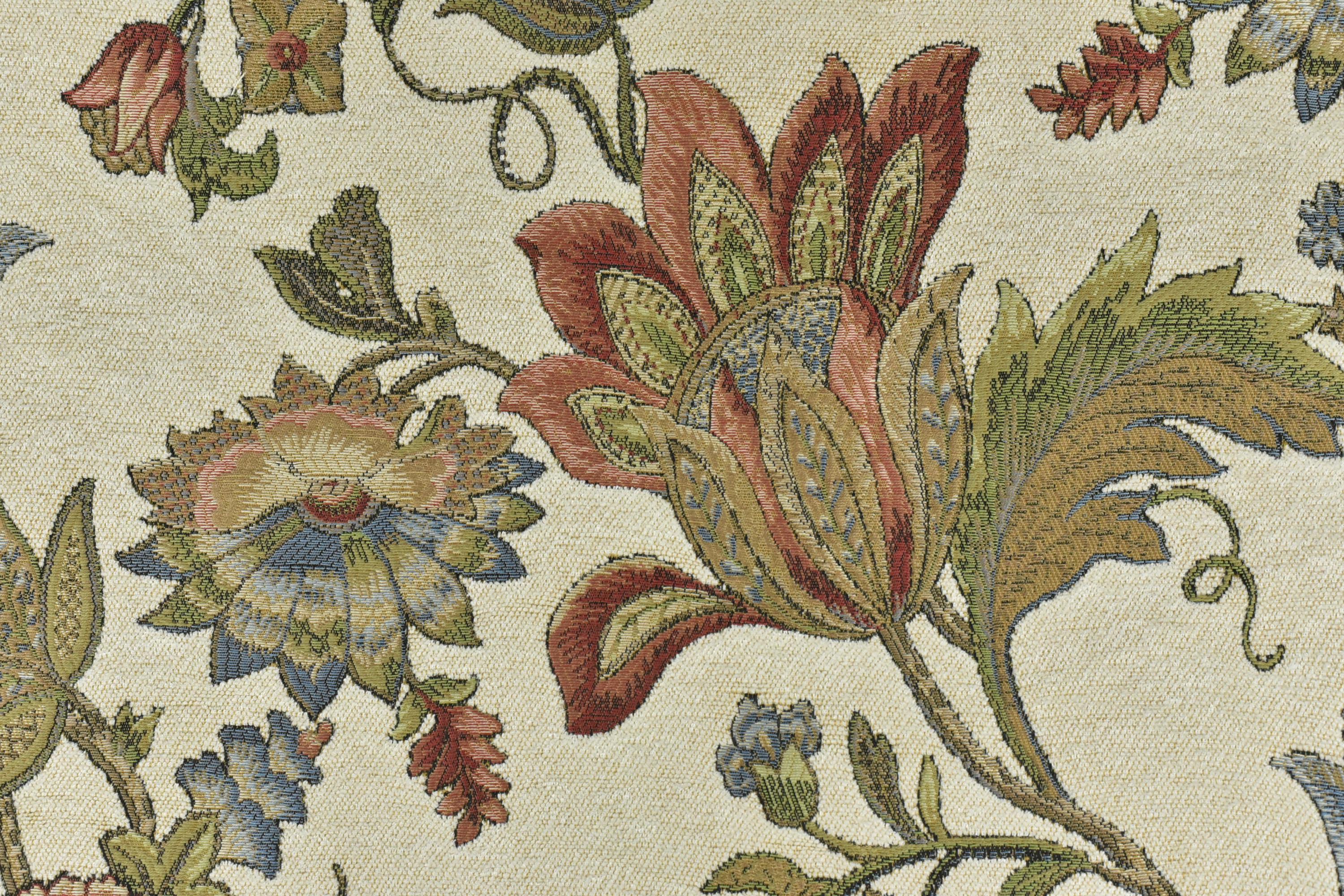 1点物⭕️お安く!◎Custom vintage fabric◎FLEX 8.7 Multi-colored Vintage Large Floral Chenille Jacquard Farmhouse