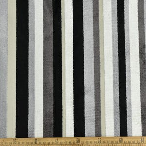Heavy Weight Black White Grey Textured Geometric Stripe Raised Cut Velvet Upholsetry Fabric For Chair Couch|55&quot;W/680GSM