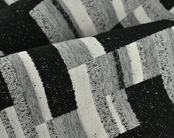 Tela de tapicería de bouclé con estampado geométrico abstracto en blanco, negro y gris, cortada a medida para sillas/muebles de gran tamaño y peso pesado para sofás.