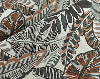 Heavy Weight Vintage Green Rust Brown Botanical Leaves Foliage Upholstery Fabric For Chair|TropicalCushion Fabric|Farmhouse Country Fabric