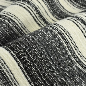 High-End-Webstoff, schwer, schwarz, weiß, grau, gestreift, Leinenmischung, Polsterstoff für Stuhl Couch | Vintage Multi-Striped Bauernstoff