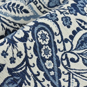 Tessuto per tappezzeria in misto cotone e lino, con motivo moderno ed elegante, design tradizionale, per cuscini di sedie/tessuto per tappezzeria blu navy tagliato su misura