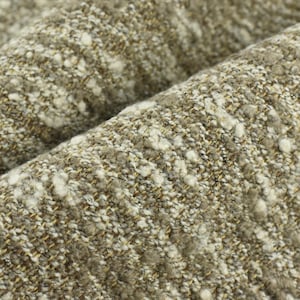 Designer Upmarkt Heavy Weight IrregularCream Tan Baumwoll-Wollmischung Boucle-Polsterstoff für Stuhl Couch | Weicher klobiger Möbelstoff