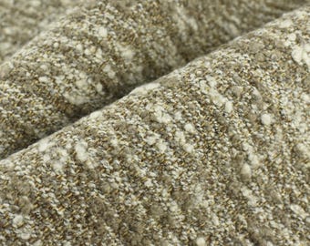 Designer Upmarket Heavy Weight IrregularCream Tan Cotton Wool Blend Boucle Upholstery Fabric For Chair Couch|Soft Chunky Furniture Fabric