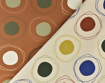 Designer Pop Art Circles Velvet Upholstery Fabric|Cream Colorful Abstract Geometric Upholstery Fabric For Chair Bench Ottoman Pillow