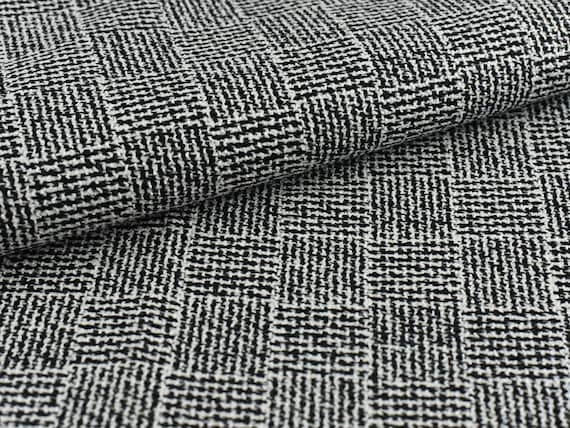 Black and White Taupe Blue Gray Upholstery Fabric | Blue Tweed Upholstery Fabric | Geometric Pattern Upholstery Fabric | Vintage Decor